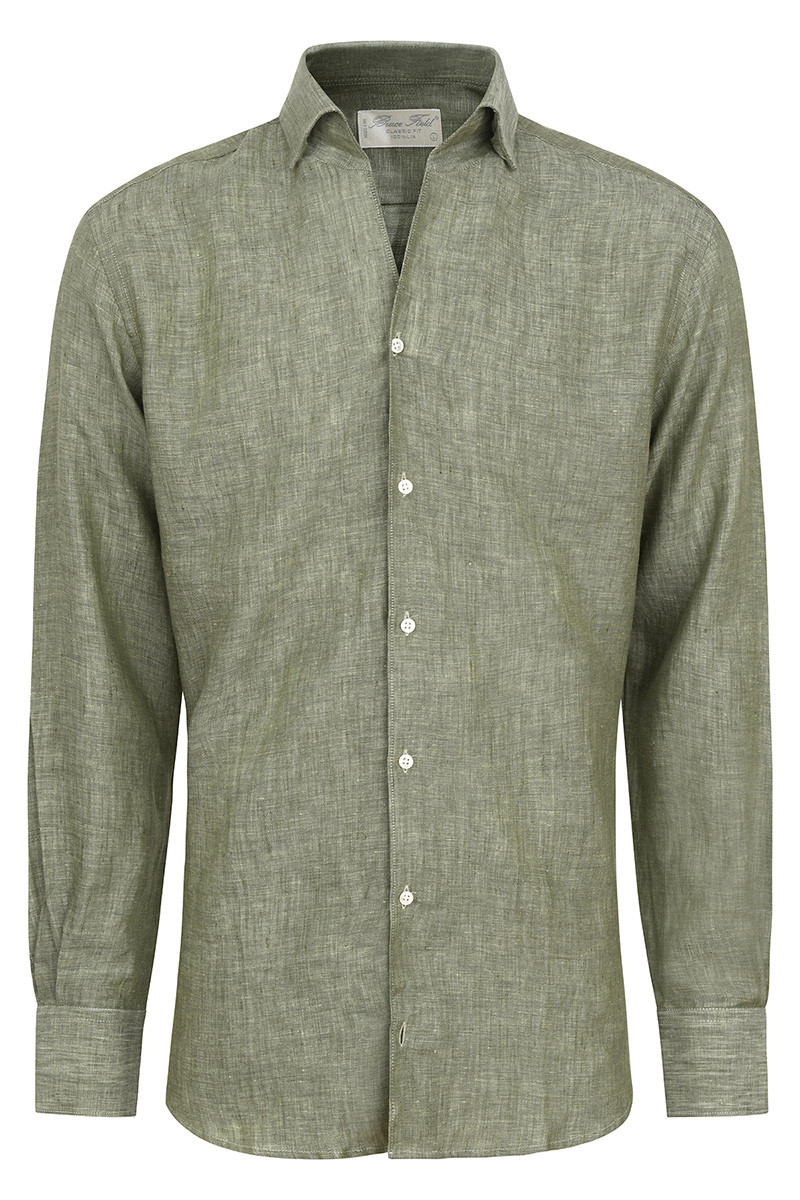 Chemise Andro en lin col une pièce – 100 % lin homme | Bruce Field