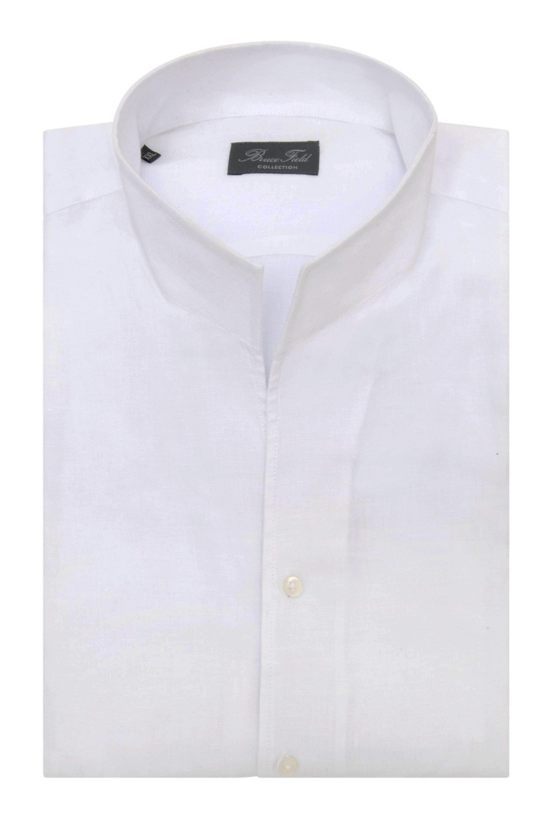 Chemise Aldo coupe droite à col montant en pur lin