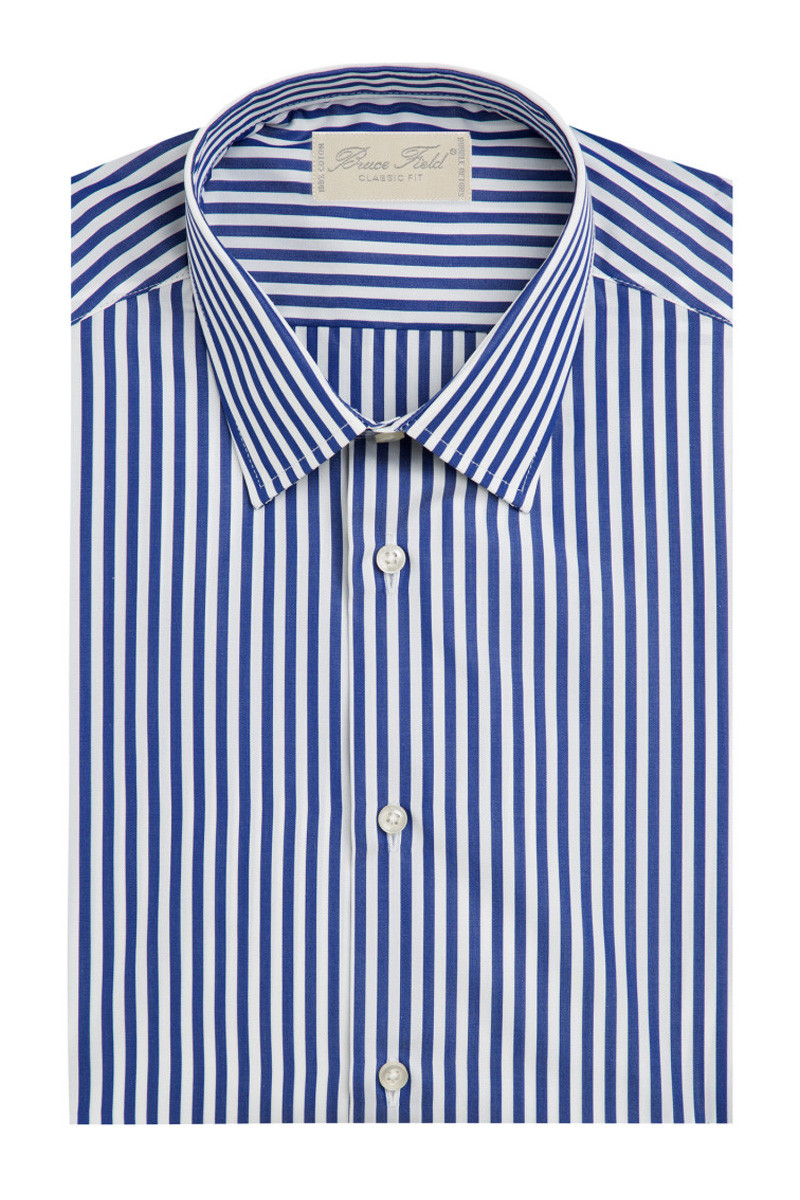 Chemise coupe classique pur coton à larges rayures