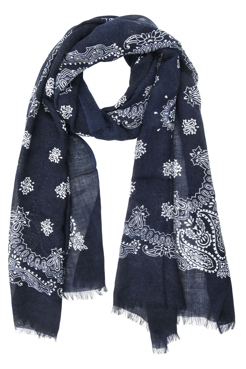 Écharpe mixte en pure laine à motifs imprimés | Bruce Field