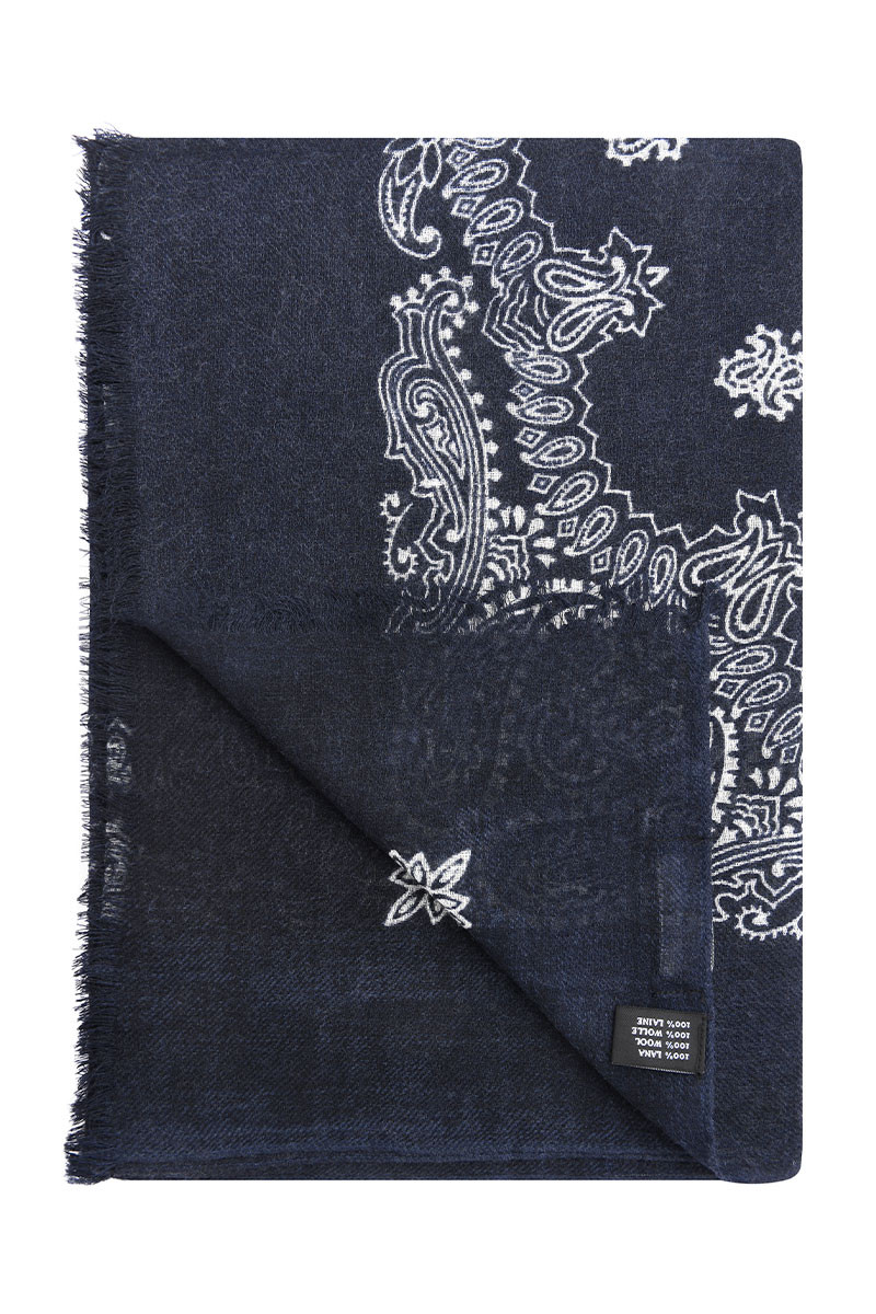 Écharpe mixte en pure laine à motifs imprimés | Bruce Field