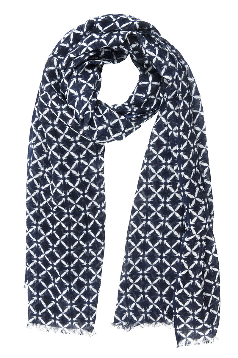 Écharpe mixte en pure laine à motifs imprimés | Bruce Field
