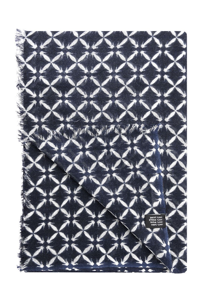 Écharpe mixte en pure laine à motifs imprimés | Bruce Field