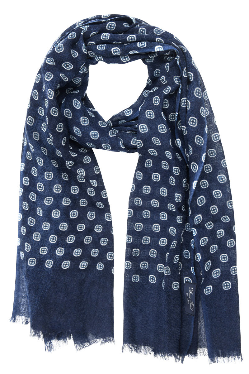 Écharpe mixte en pure laine à motifs imprimés | Bruce Field