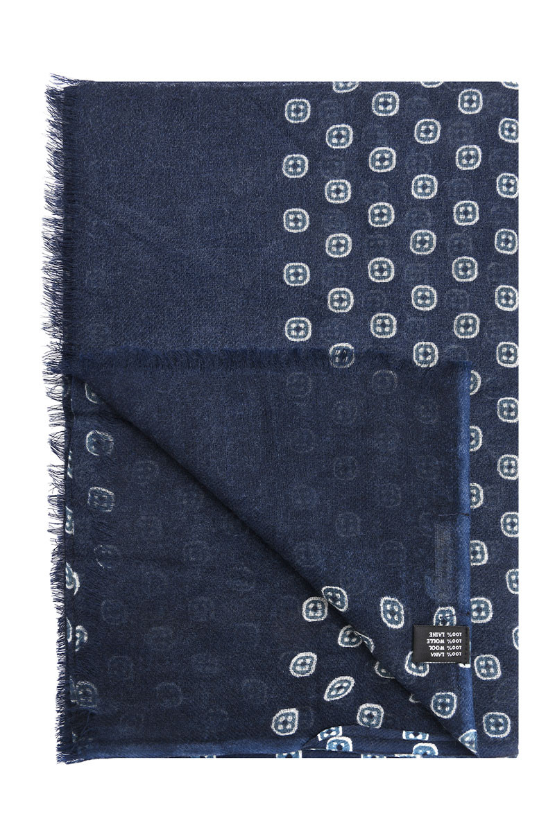 Écharpe mixte en pure laine à motifs imprimés | Bruce Field