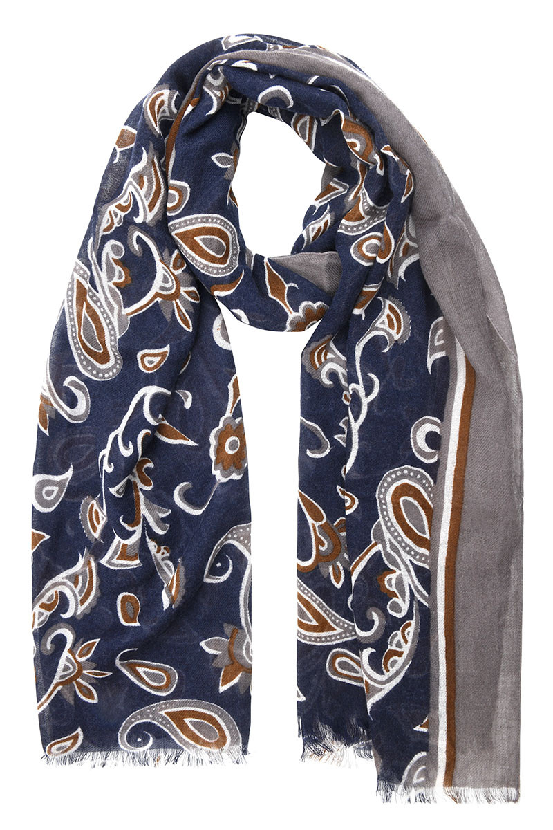 Écharpe mixte en pure laine à motifs imprimés | Bruce Field