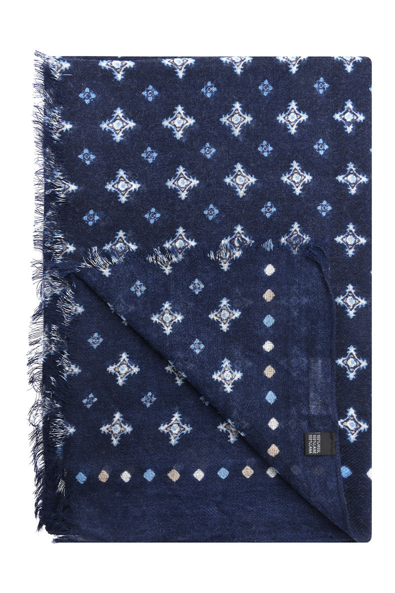 Écharpe mixte en pure laine à motifs imprimés | Bruce Field