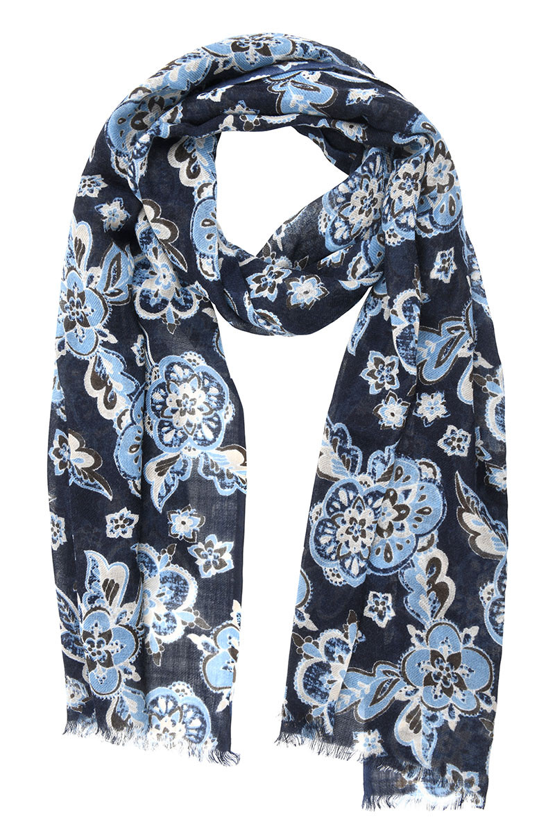 Écharpe mixte en pure laine à motifs imprimés | Bruce Field
