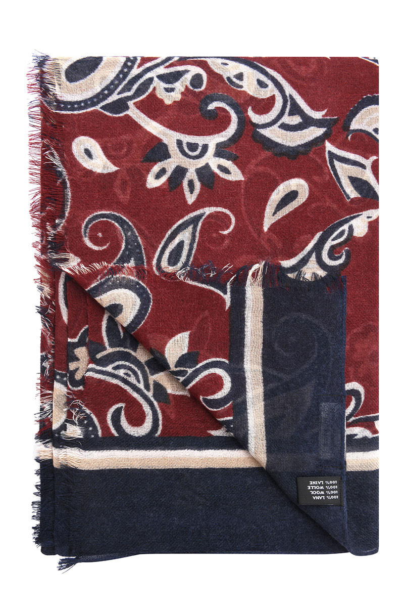 Écharpe mixte en pure laine à motifs imprimés | Bruce Field