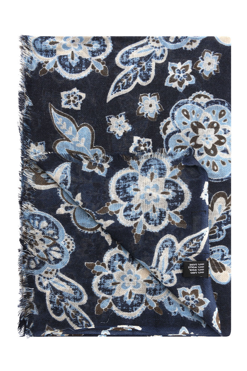 Écharpe mixte en pure laine à motifs imprimés | Bruce Field