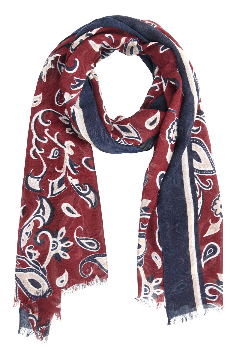 Écharpe mixte en pure laine à motifs imprimés | Bruce Field