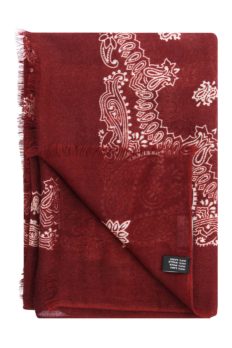 Écharpe mixte en pure laine à motifs imprimés | Bruce Field