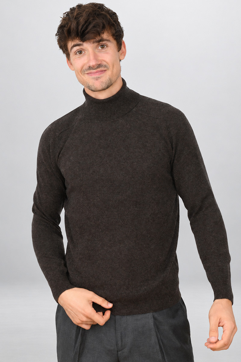 Pull laine cachemire col roulé GG12