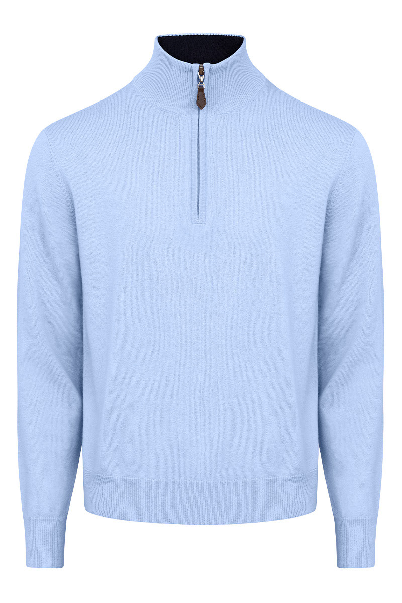 Polo Zippe laine et cachemire homme Bicolore