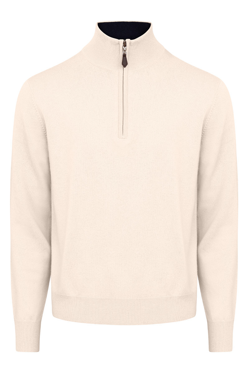 Polo Zippe laine et cachemire homme Bicolore