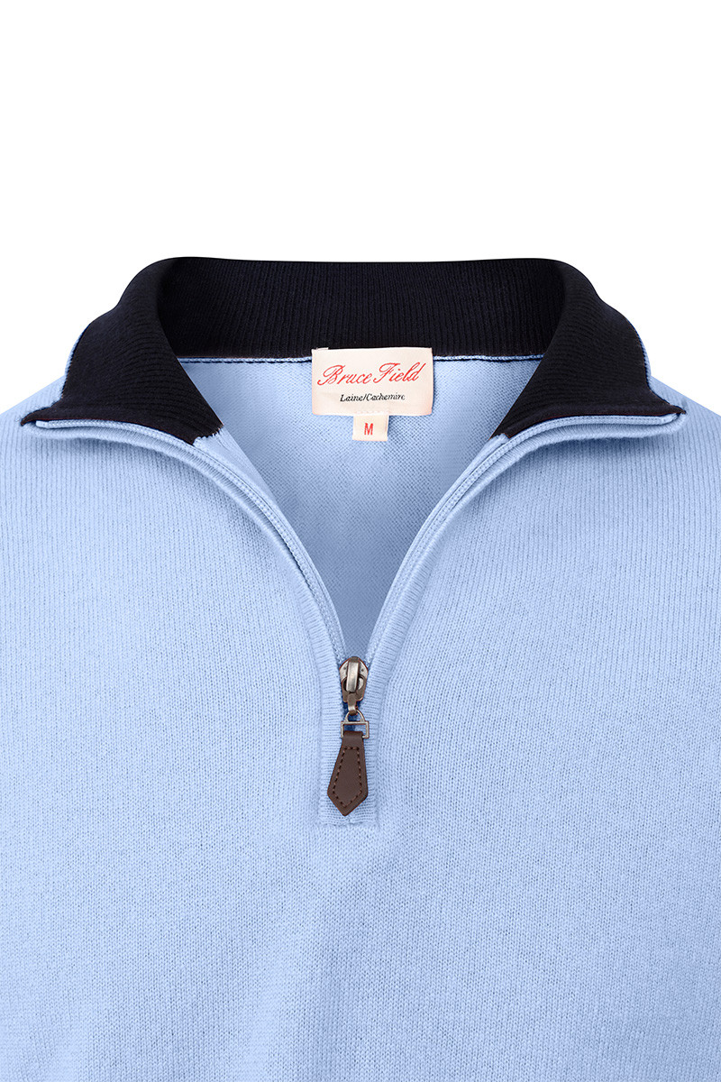 Polo Zippe laine et cachemire homme Bicolore