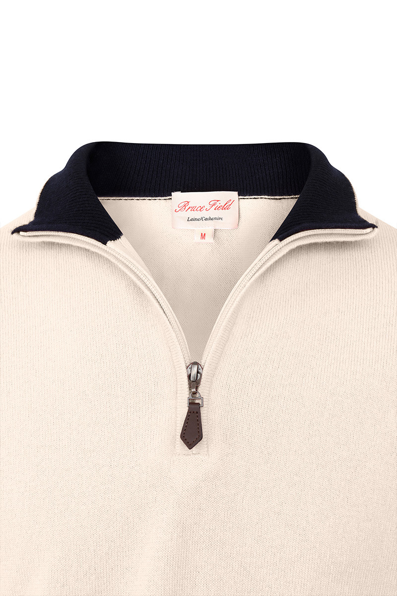 Polo Zippe laine et cachemire homme Bicolore