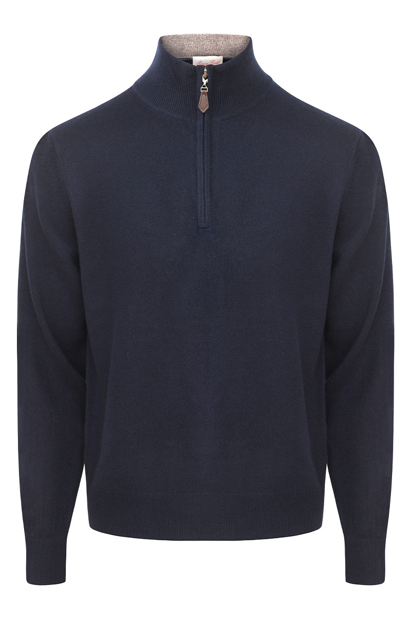 Polo Zippe laine et cachemire homme Bicolore