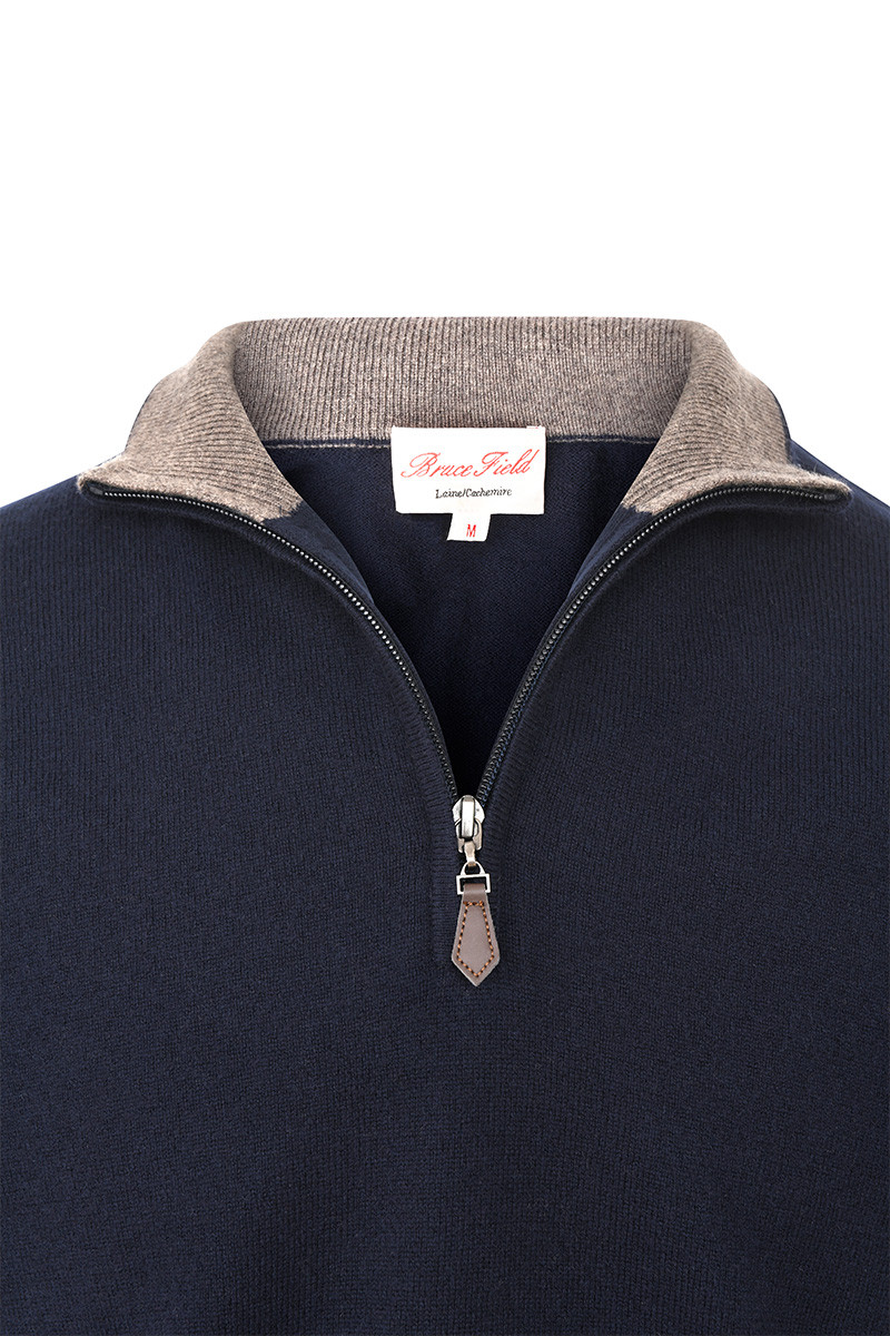 Polo Zippe laine et cachemire homme Bicolore