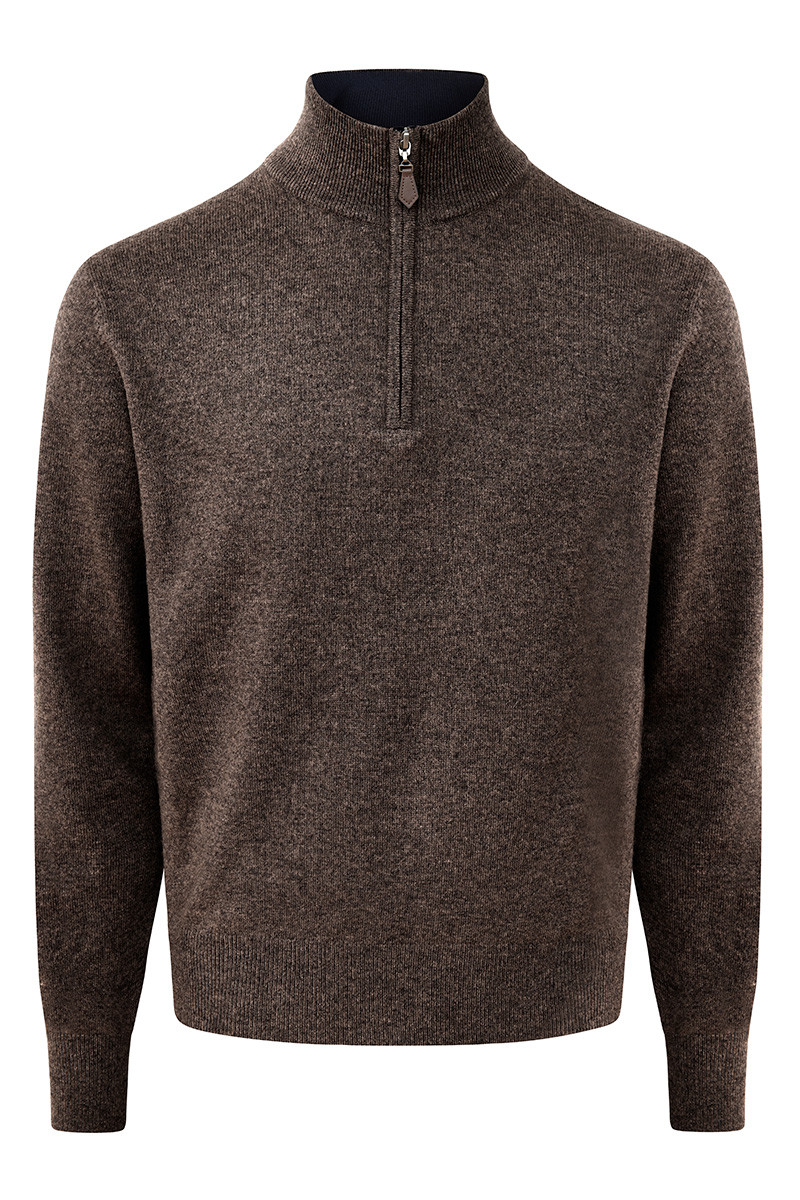 Pull zippé homme laine et cachemire Milo Bicolore | Bruce Field