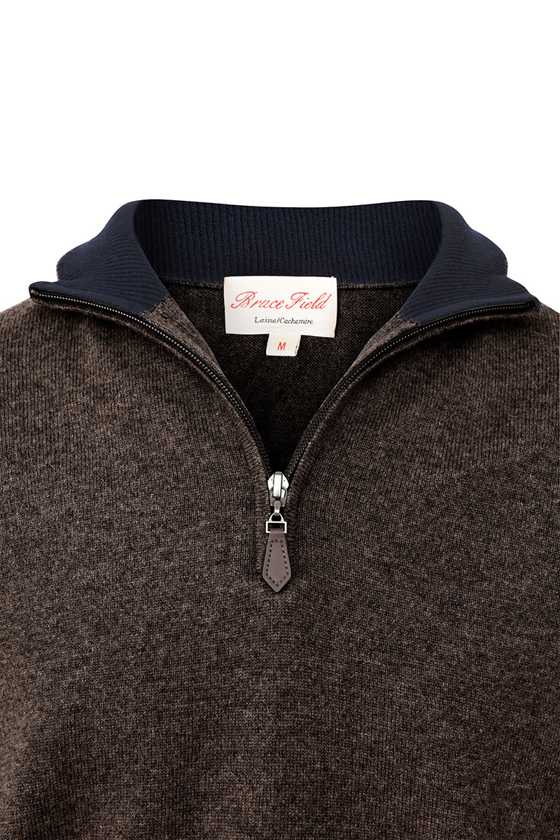 Pull zippé homme laine et cachemire Milo Bicolore | Bruce Field