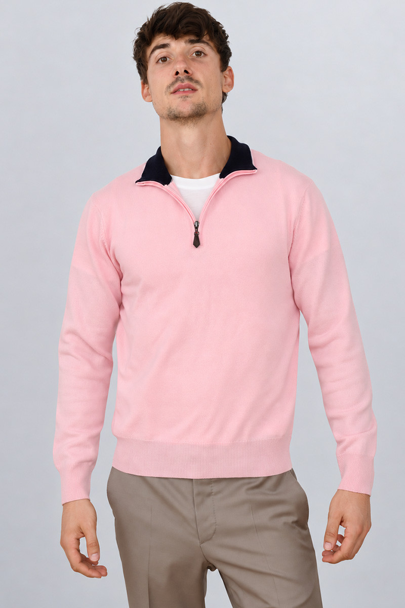 Pull zippé homme laine et cachemire Milo Bicolore | Bruce Field