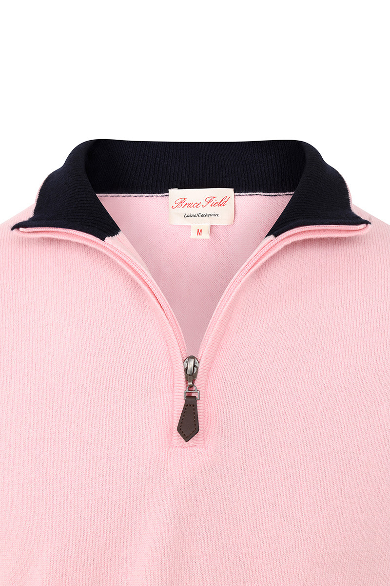 Polo Zippe laine et cachemire homme Bicolore
