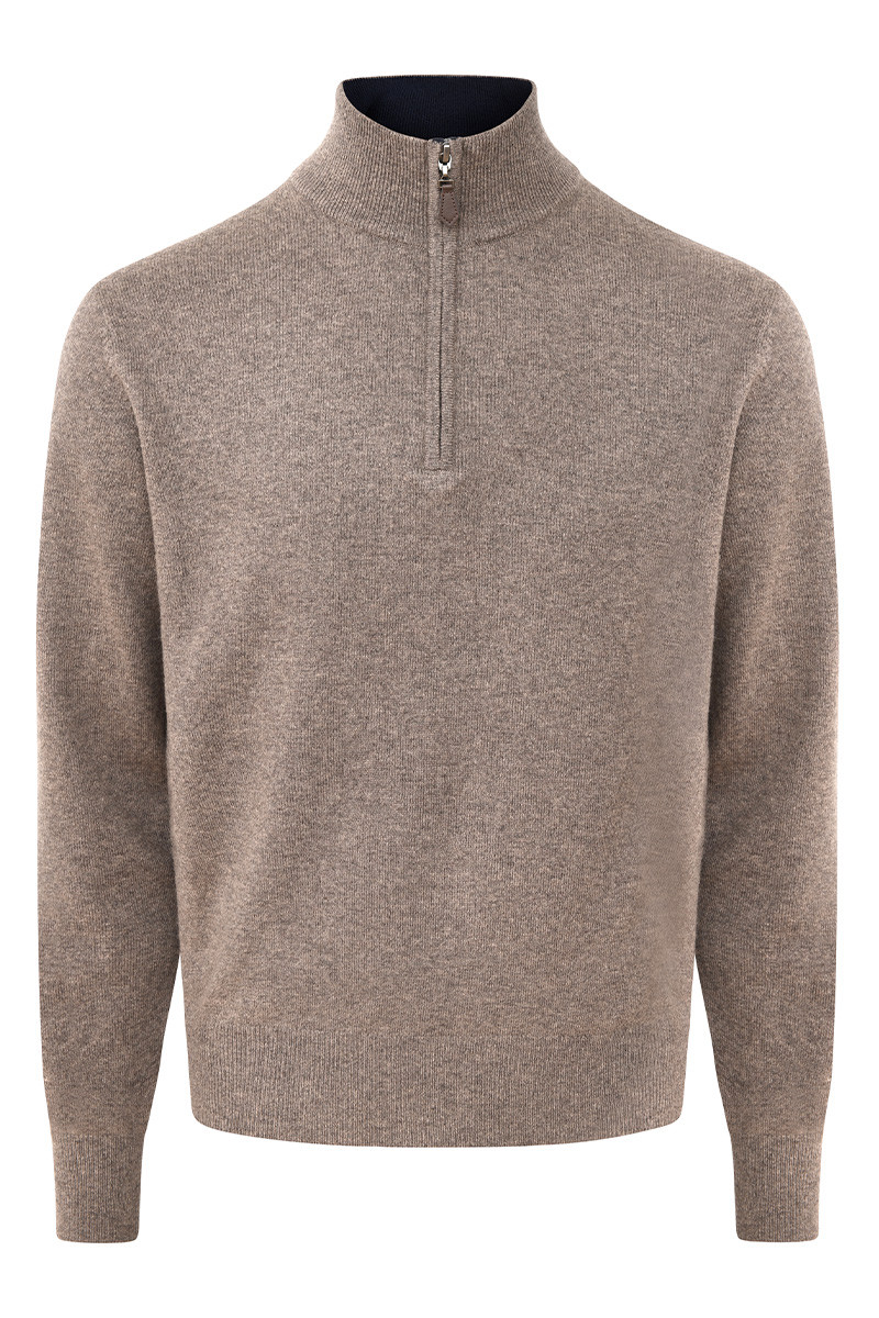Polo Zippe laine et cachemire homme Bicolore