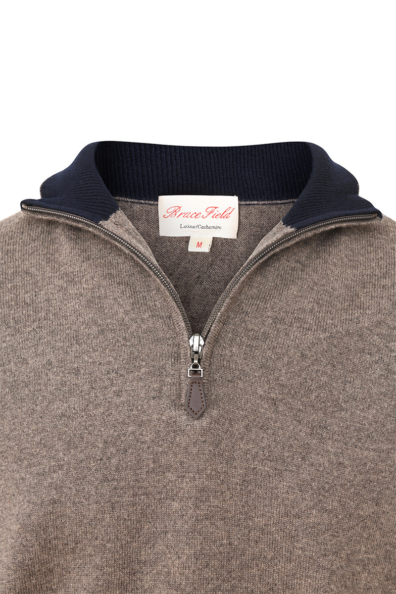 Polo Zippe laine et cachemire homme Bicolore