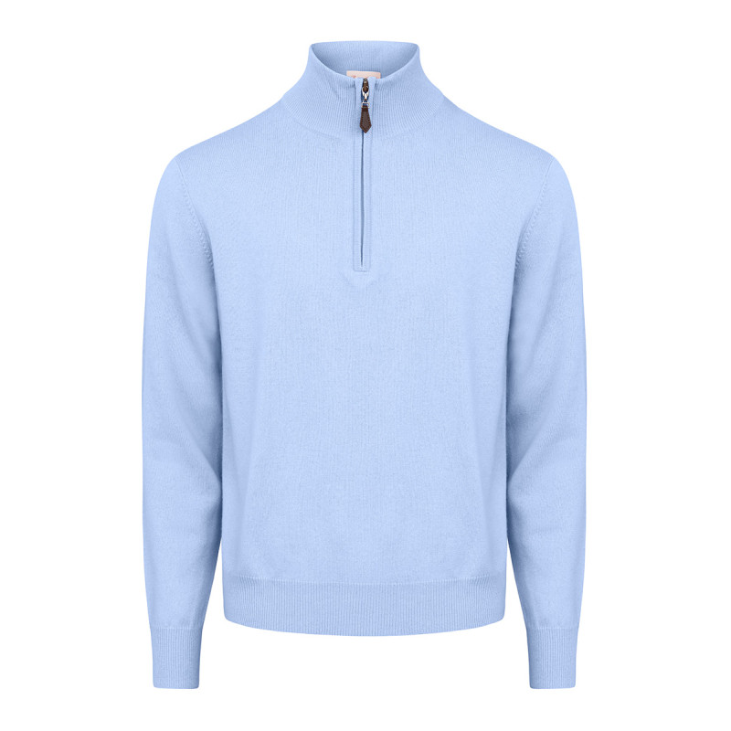 Pull Milo zippé homme en laine fine et cachemire | Bruce Field