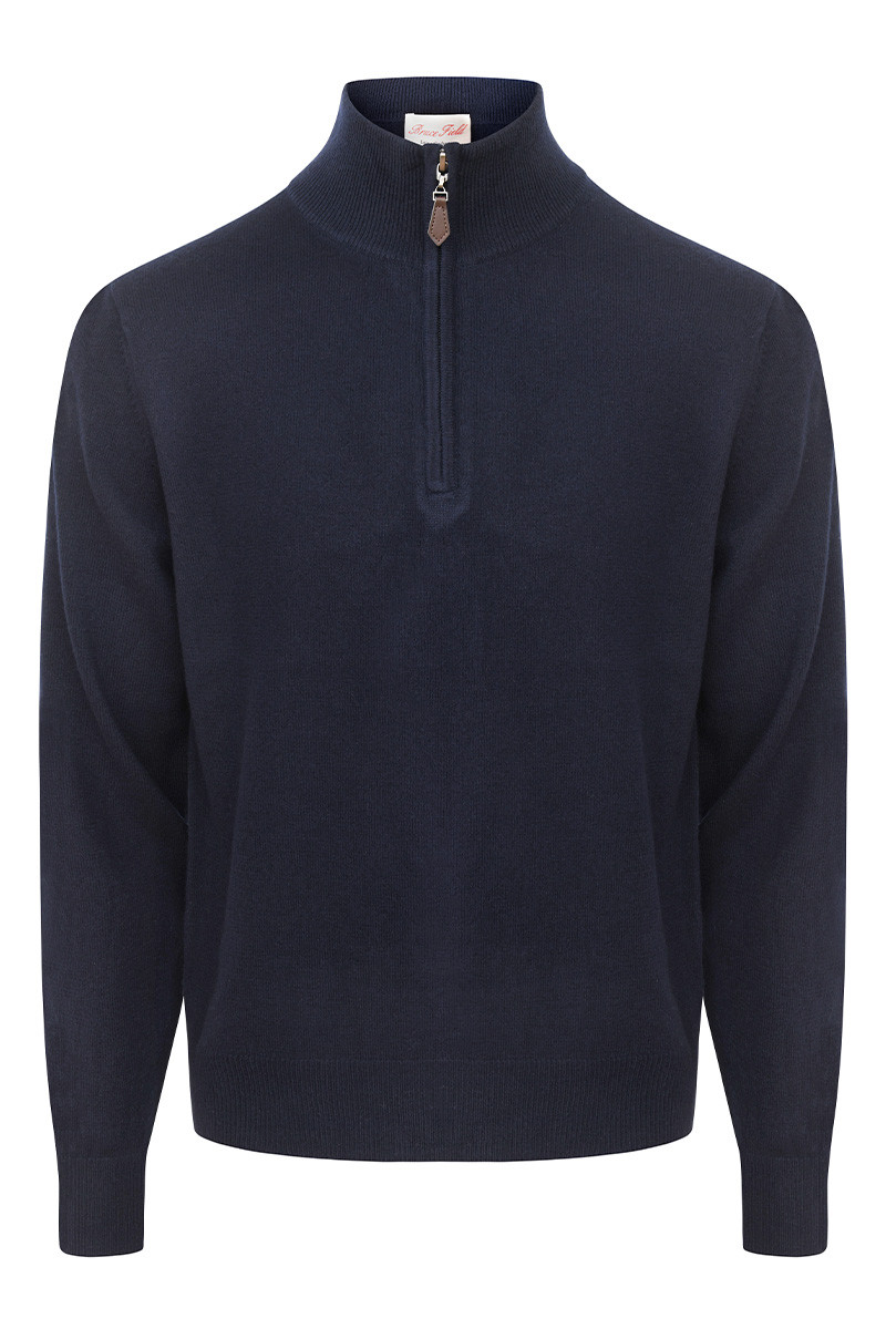 Pull Milo zippé homme en laine fine et cachemire | Bruce Field