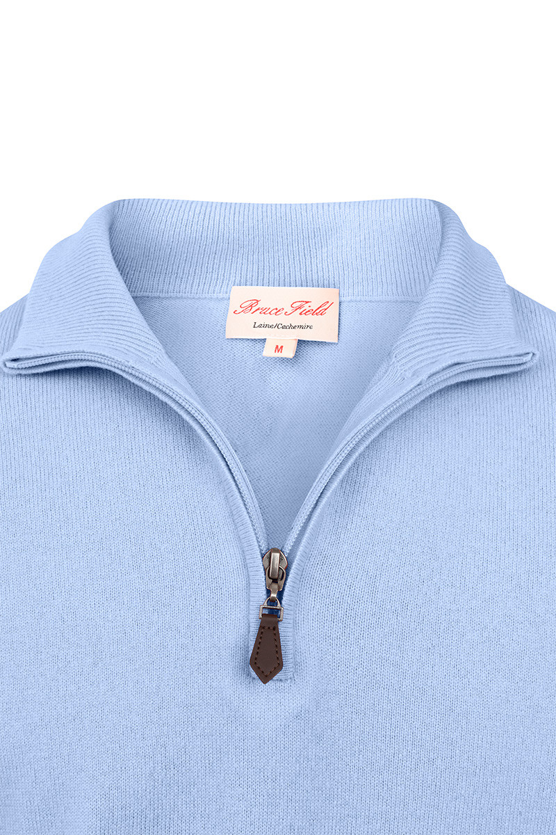 Pull Milo zippé homme en laine fine et cachemire | Bruce Field