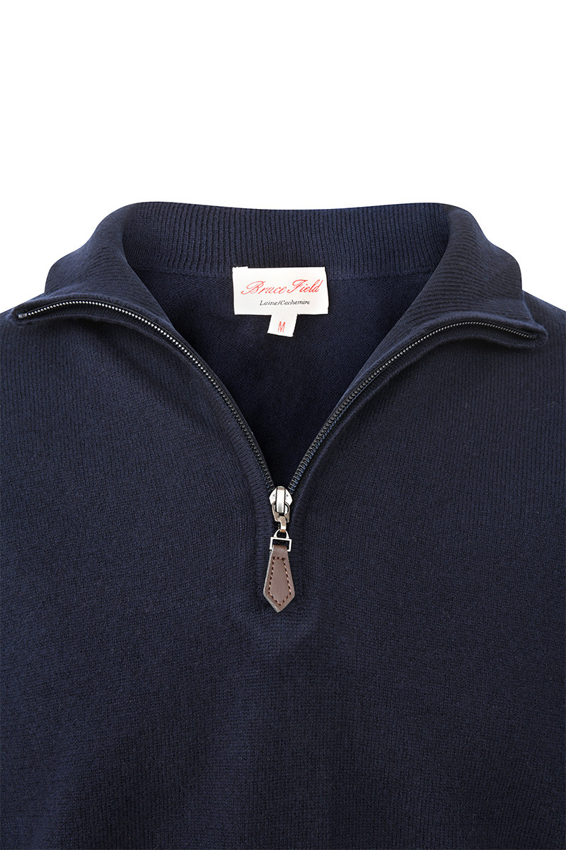 Pull Milo zippé homme en laine fine et cachemire | Bruce Field
