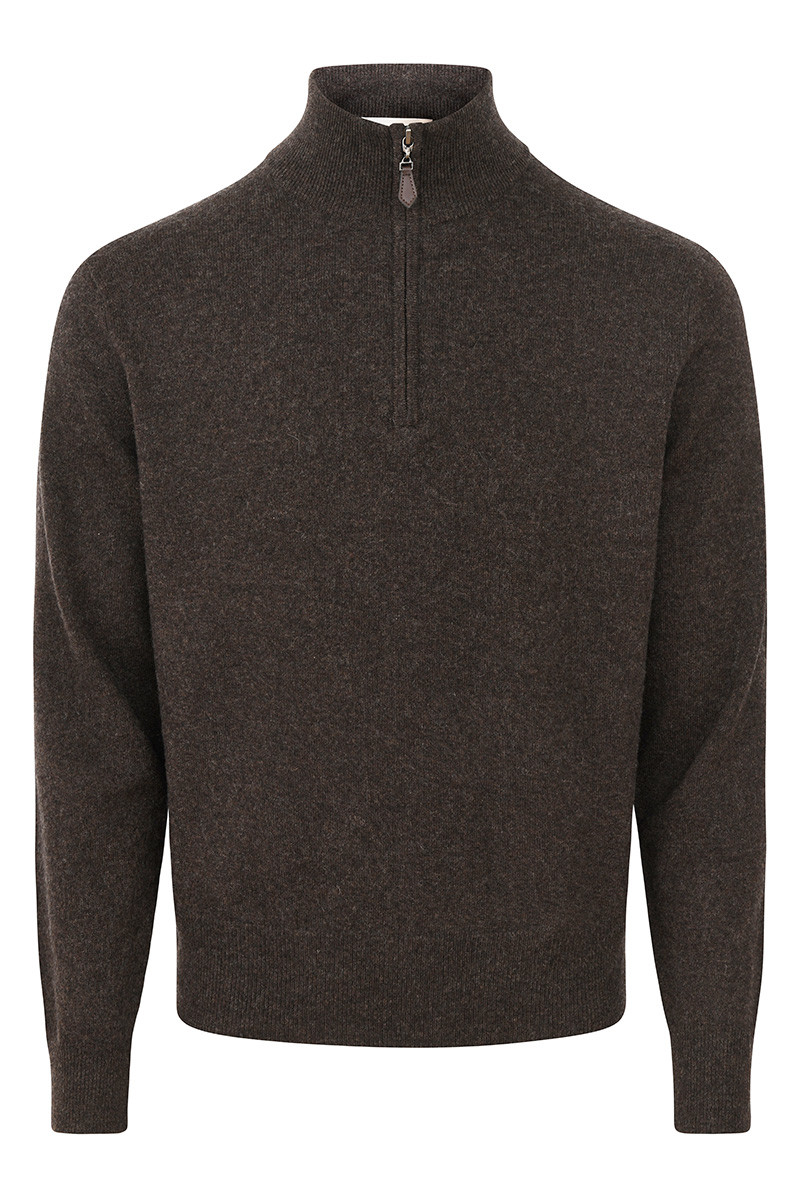 Pull Milo zippé homme en laine fine et cachemire | Bruce Field