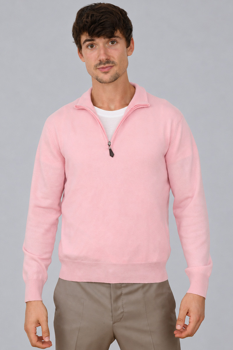 Pull Milo zippé homme en laine fine et cachemire | Bruce Field