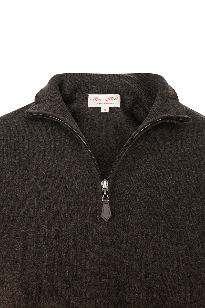 Pull Milo zippé homme en laine fine et cachemire | Bruce Field