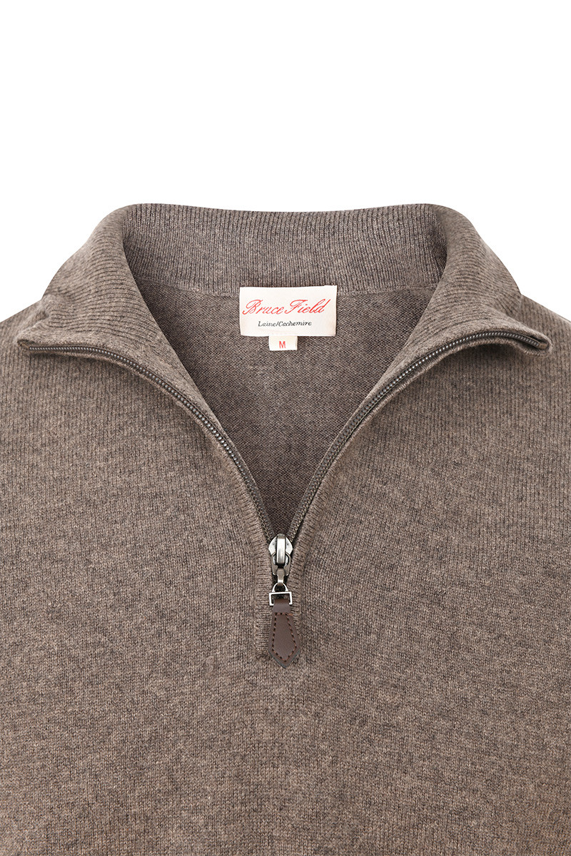 Pull Milo zippé homme en laine fine et cachemire | Bruce Field