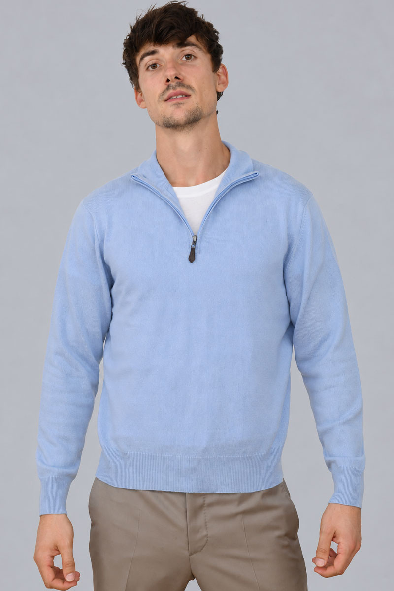 Pull Milo zippé homme en laine fine et cachemire | Bruce Field