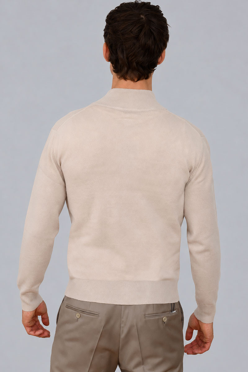 Pull Milo zippé homme en laine fine et cachemire | Bruce Field