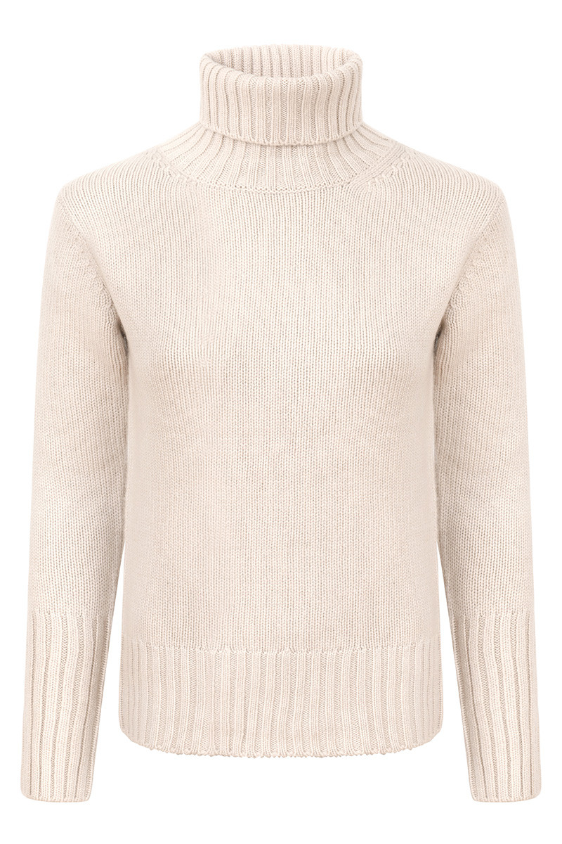 Pull femme col roulé en pure cachemire épais jauge 3