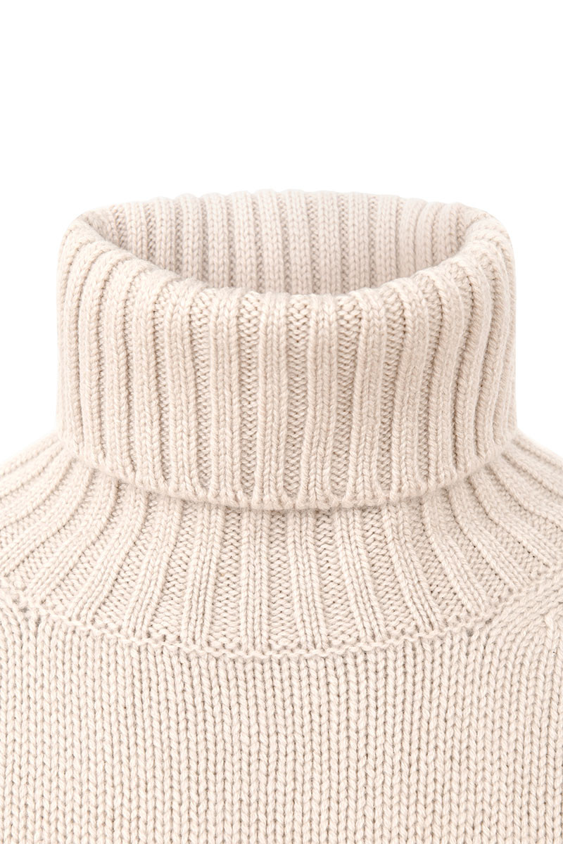 Pull femme col roulé en pure cachemire épais jauge 3