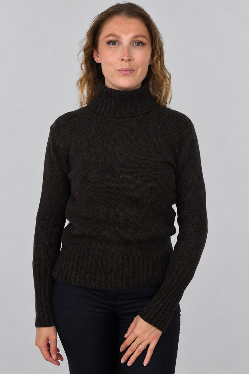 Pull femme col roulé en pure cachemire épais jauge 3