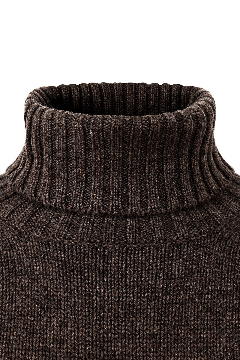 Pull femme col roulé en pure cachemire épais jauge 3