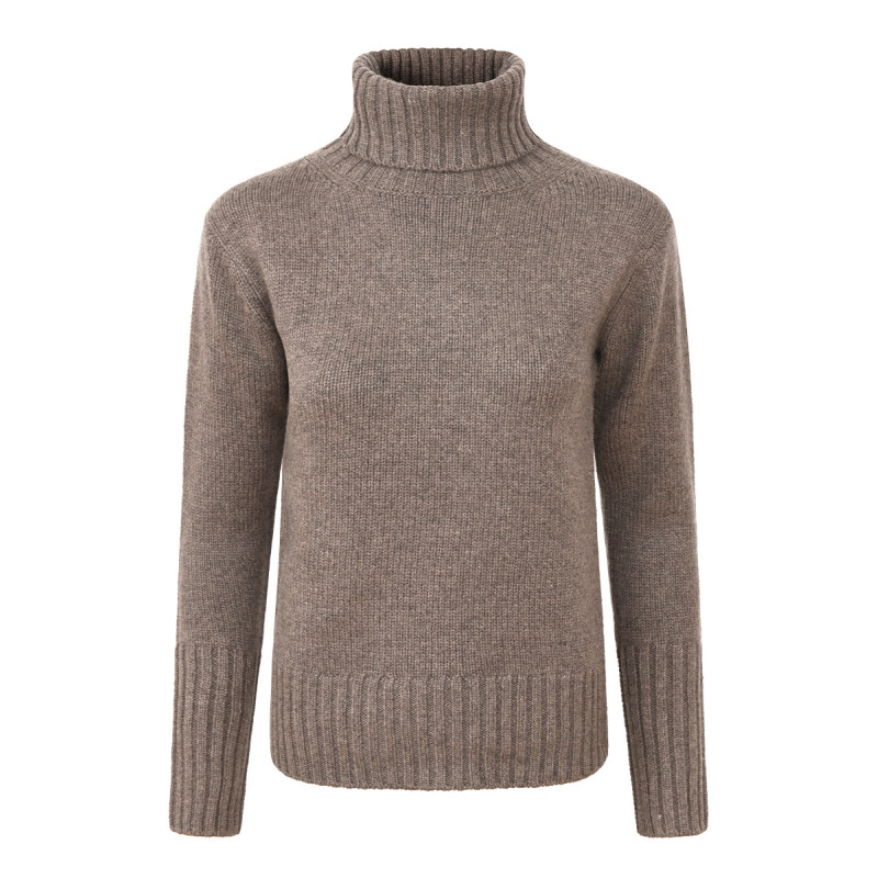 Pull femme col roulé en pure cachemire épais jauge 3