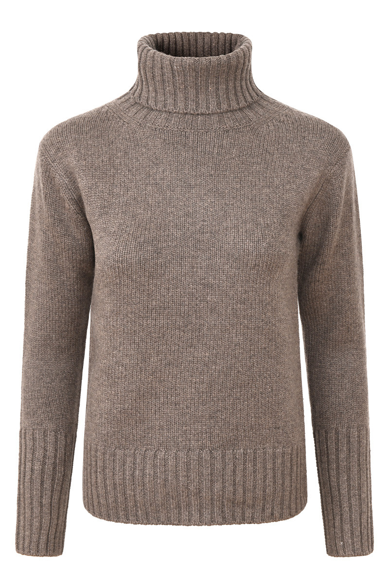 Pull femme col roulé en pure cachemire épais jauge 3