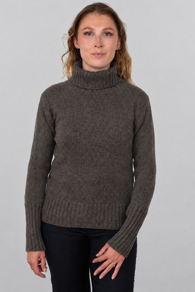 Pull femme col roulé en pure cachemire épais jauge 3
