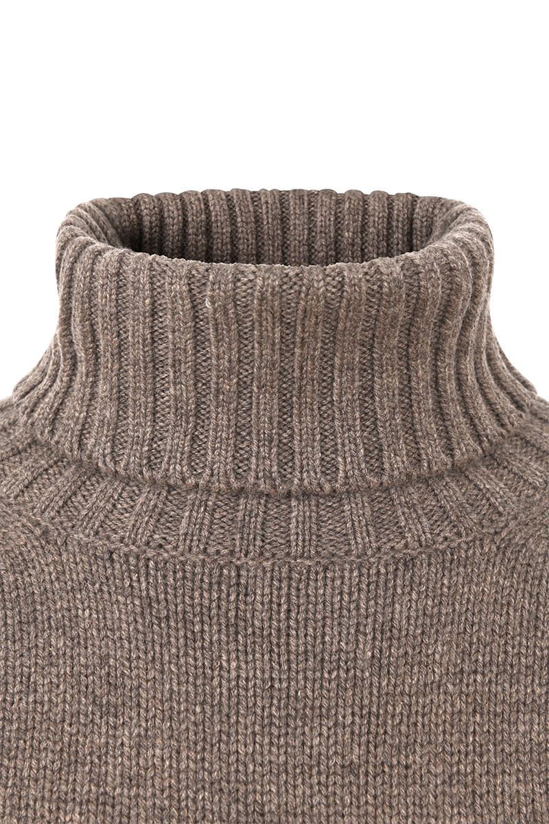 Pull femme col roulé en pure cachemire épais jauge 3
