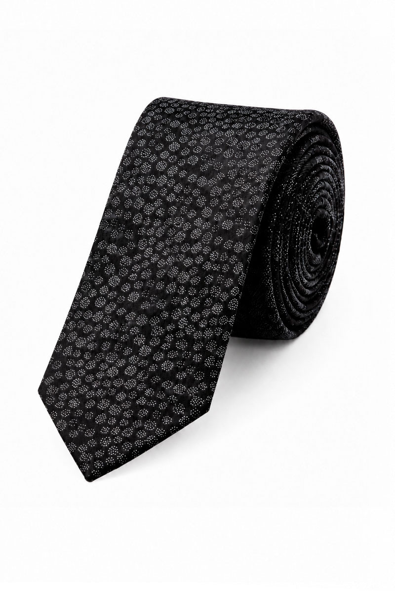Cravate fine pure soie à motif fantaisie