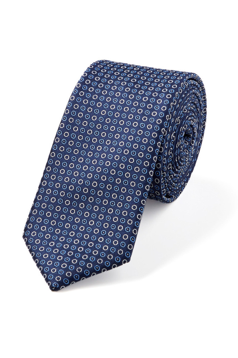 Cravate fine pure soie à motif circulaire