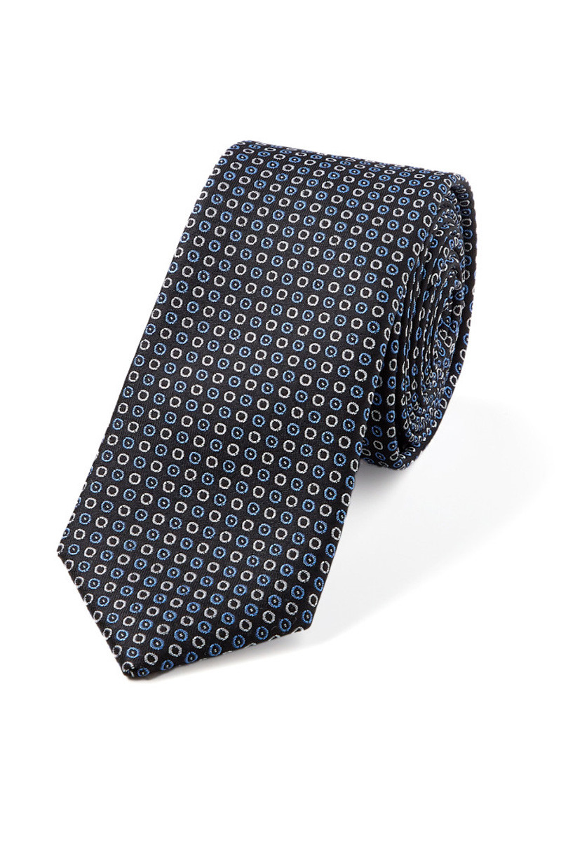 Cravate fine pure soie à motif circulaire